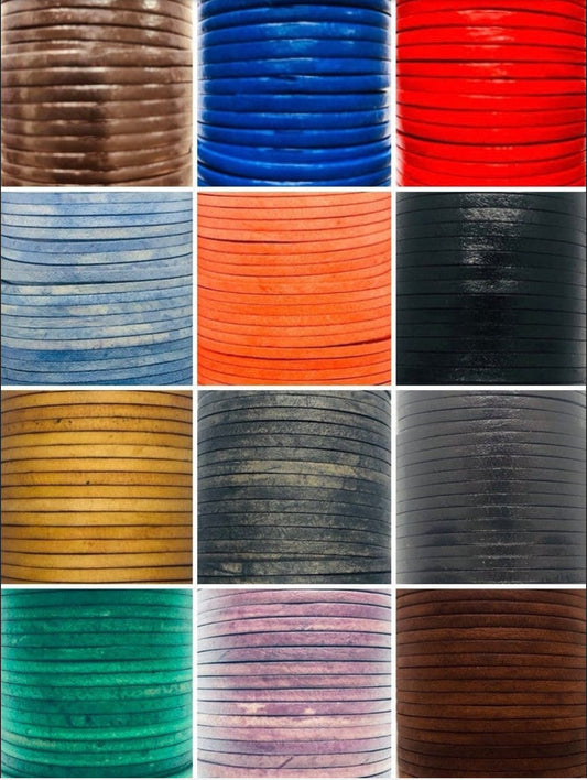 Flat Leather Cord 3mm Real Genuine Craft Jewellery String Rope Lace Thong