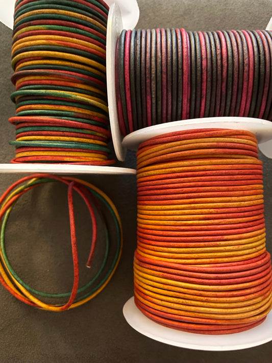 Leather Cord 2mm Multi-Coloured Round Real Genuine Craft Jewellery String Lace Thong